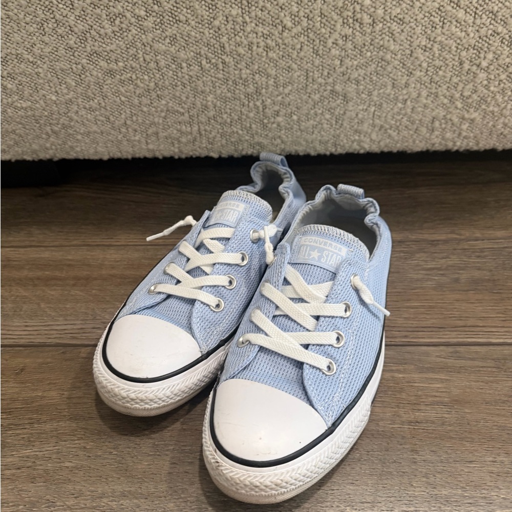Converse All Stars Women’s Light Blue Low-Top Canvas Sneakers with White Toe 10 - Picture 2 of 10